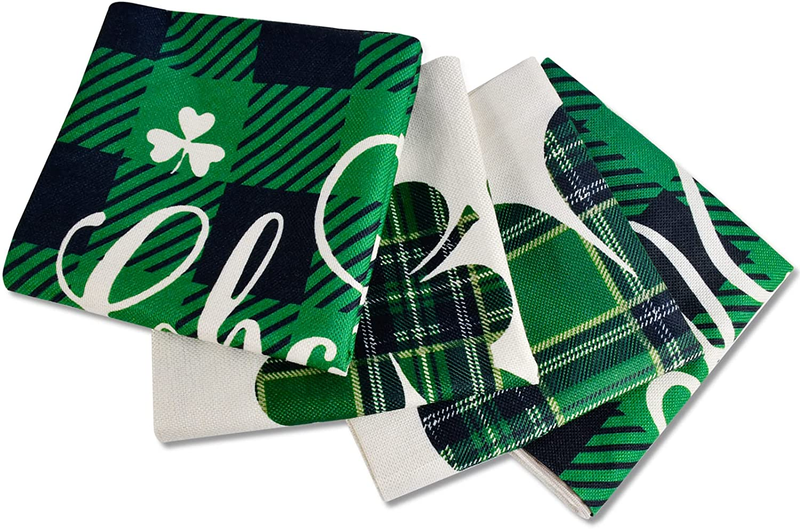 St Patricks Day Decorations Pillow Covers 18X18 Set of 4 for St Patricks Day Decor Indoor, Irish Shamrock Home Decor Throw Pillows Cover Green Buffalo Plaid St. Patrick'S Day Decorative Cushion Case Arts & Entertainment > Party & Celebration > Party Supplies RioGree   