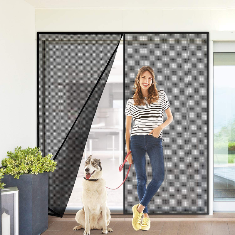 Titan Mall Magnetic Screen Door 39"W X 82"H with Super Tight Self Closing Magnetic Seal and Full Frame Hook & Loop Durable Polyester Mesh Curtain Door Net Screen with Magnet Black Sporting Goods > Outdoor Recreation > Camping & Hiking > Mosquito Nets & Insect Screens Titan mall Fiberglass 72x80"-1 
