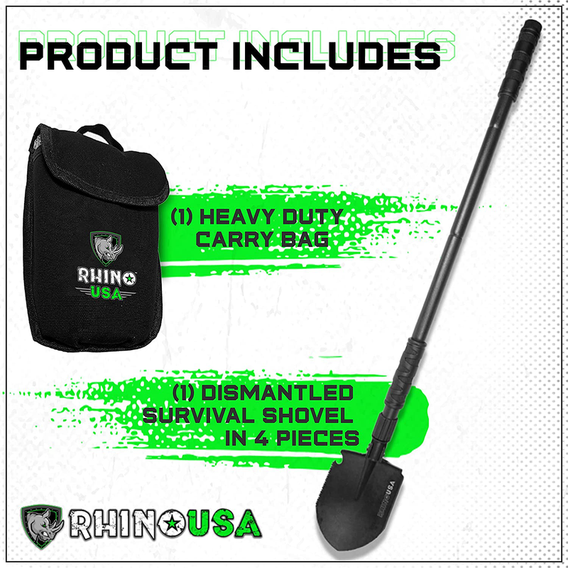 Rhino USA Survival Shovel W/Pick - Heavy Duty Carbon Steel Military Style Entrenching Tool for off Road, Camping, Gardening, Beach, Digging Dirt, Sand, Mud & Snow. (Survival Shovel) Sporting Goods > Outdoor Recreation > Camping & Hiking > Camping Tools Rhino USA, Inc.   