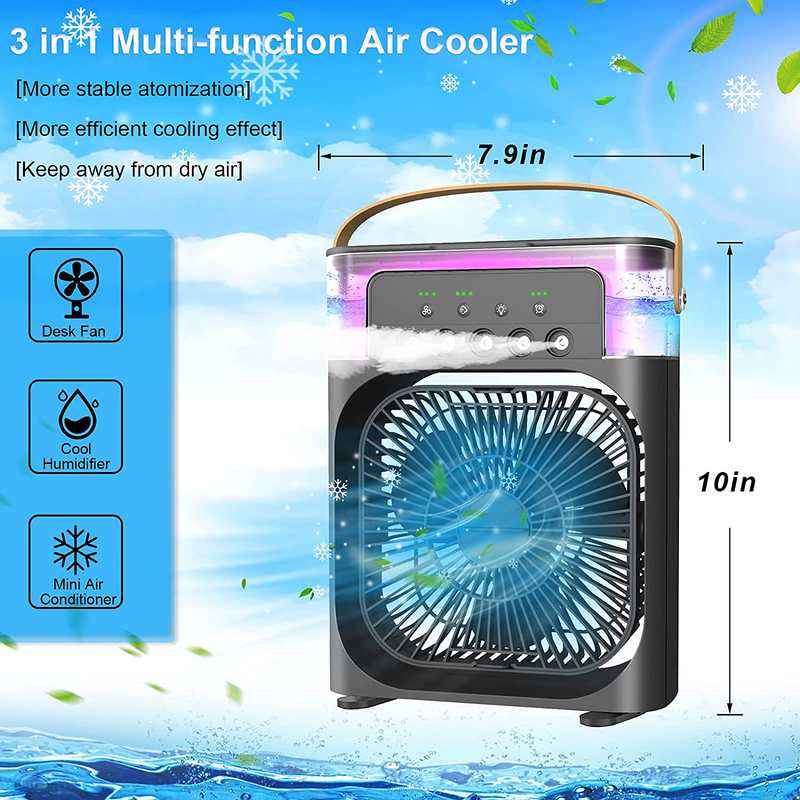 Portable Air Conditioner Fan, Personal Mini Small Evaporative Air Cooler Desktop Cool Mist Humidifier with 7 Colors LED Light, 1/2/3 H Timer, 3 Speeds & 3 Spray Modes for Room Office Home Travel Home & Garden > Household Appliances > Climate Control Appliances > Air Conditioners Lzellah   