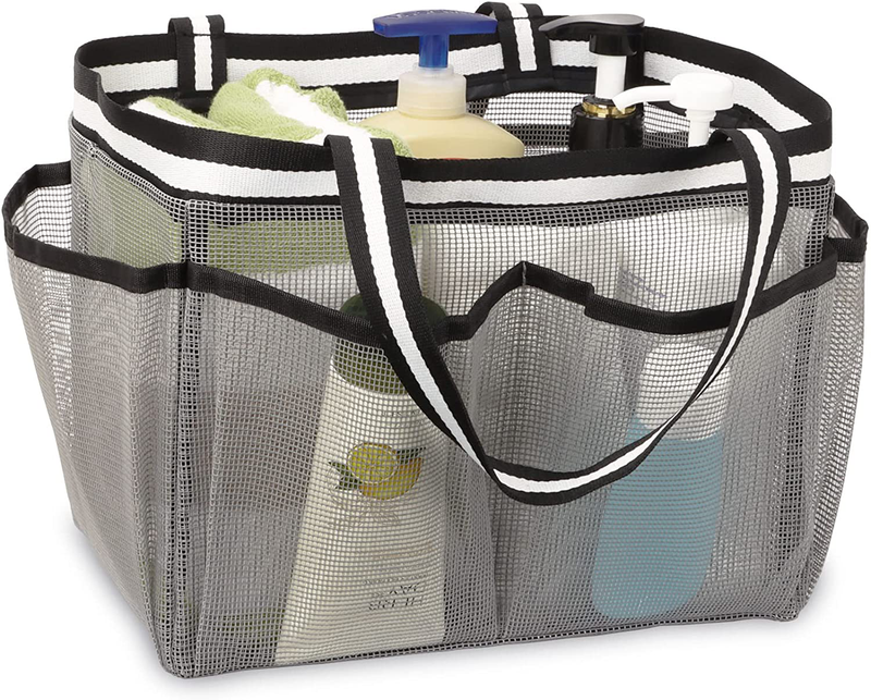 Ocim Extra Large Mesh Shower Caddy Basket Dorm Bathroom Essentials - Portable Shower Caddy Tote Bag for College, Camping, Gym, Beach, Pool - Black Sporting Goods > Outdoor Recreation > Camping & Hiking > Portable Toilets & Showers Ocim Grey  
