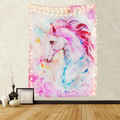 Pink Unicorn Tapestry Watercolor Print Wall Tapestry Hippie Art Tapestry Wall Hanging for Home Decor Bedroom Living Room Dorm Room Home & Garden > Decor > Artwork > Decorative Tapestries Boniboni Pink 51.2ʺ × 59.1ʺ 