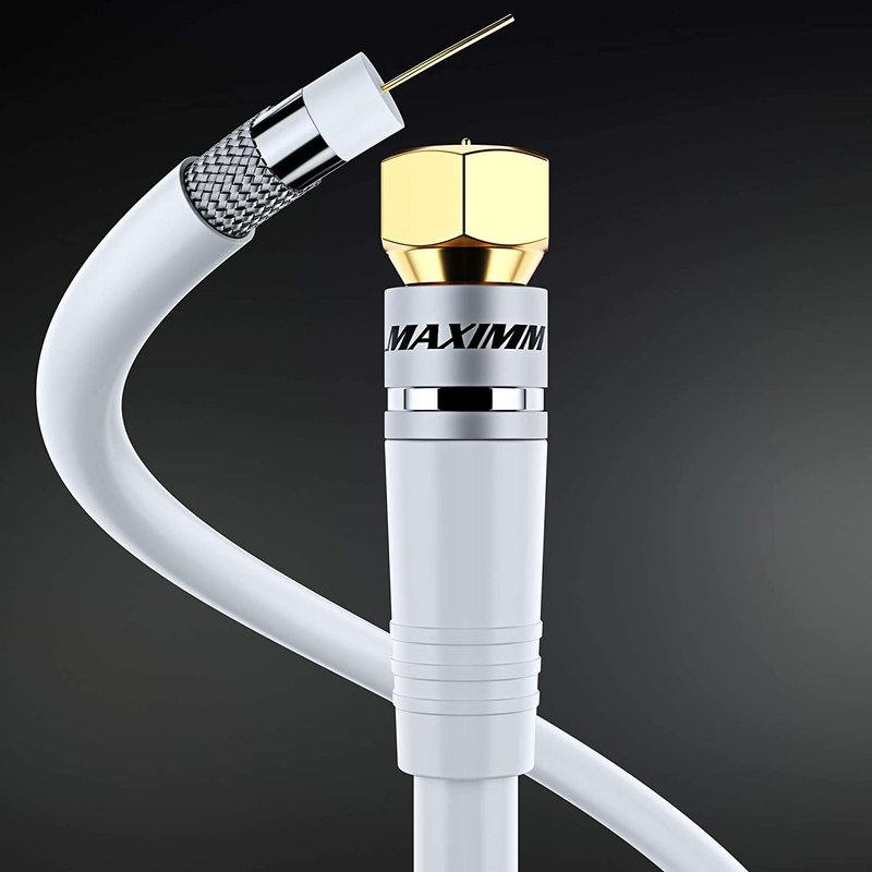 Maximm Coaxial - 2 Pack - White - Triple Shielded Audio and Video Coax Cable with Male F Connector Pin (25 Feet) Electronics > Electronics Accessories > Cables > Audio & Video Cables Maximm   