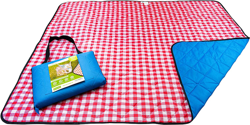 Roebury Beach Blanket Sand Proof & Outdoor Picnic Blanket - Water Resistant, Large Mat for Camping or Travel. Washable, Foldable, Easy Carry Compact Tote Bag Home & Garden > Lawn & Garden > Outdoor Living > Outdoor Blankets > Picnic Blankets Roebury Checkered (Red/White)  
