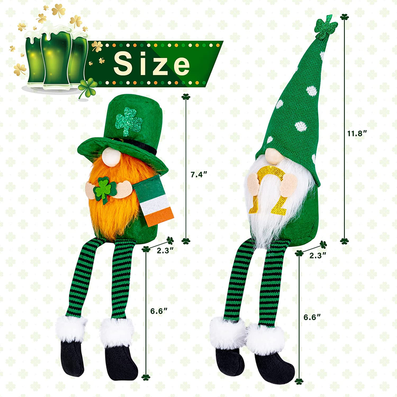 St. Patrick'S Day Gnomes Plush- 2 PCS Leprechaun Doll Decorations Irish Green Shamrock Gift Swedish Tomte for Home Table Ornaments Arts & Entertainment > Party & Celebration > Party Supplies TSGEEG   