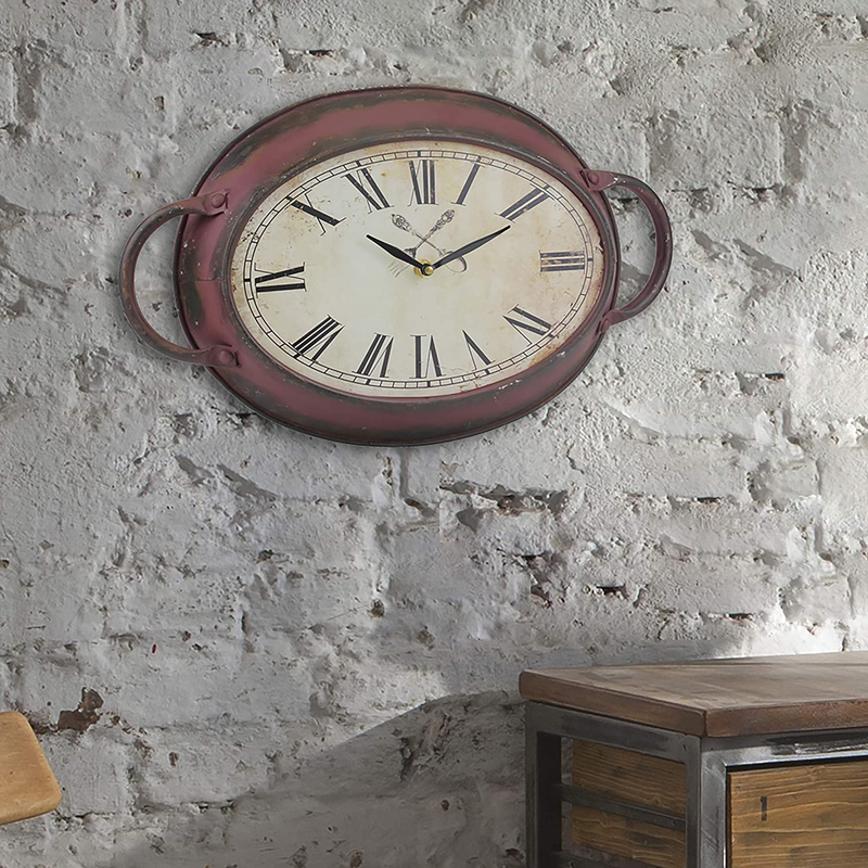 Stonebriar High Plains Red Rust Metal Oval Wall Clock, 16.5" x 10.6" Home & Garden > Decor > Clocks > Wall Clocks Stonebriar   