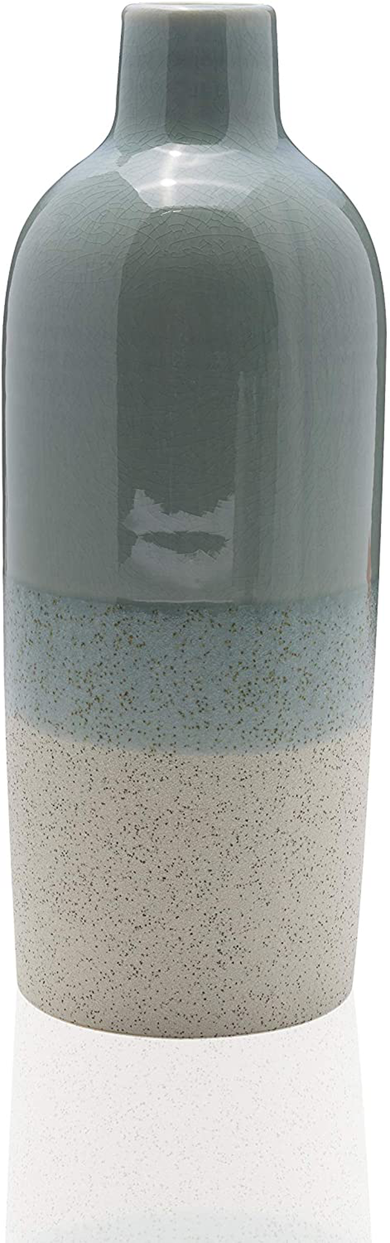 Scott Living Oasis Layered Ceramic Bottle Vase, 9 inch, Light Gray Home & Garden > Decor > Vases Scott Living 12 inch  