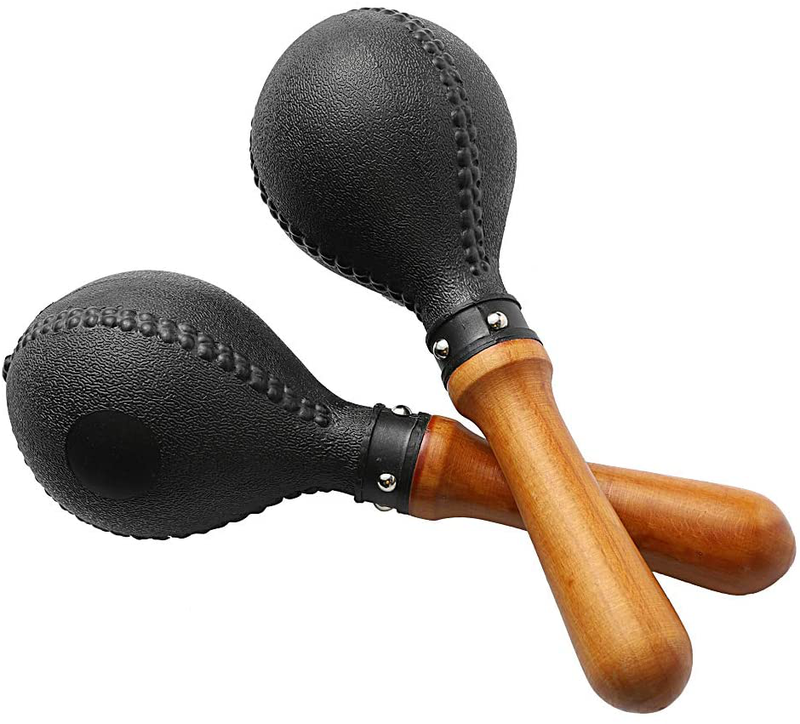 Musfunny Maracas Hand Percussion Rattles,Beech Wood Material Rumba Shakers with Clear and Professional Sounds Musical Instrument for Party,Games (Natural)  Musfunny Black  
