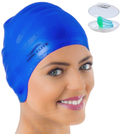 Swim Cap for Long Hair - Silicone Swimcap for Long Hair | Swimming Caps for Women & Men | Silicone Swim Caps for Long Hair - Bathing Cap to Keep Your Hair Dry Sporting Goods > Outdoor Recreation > Boating & Water Sports > Swimming > Swim Caps SWIM ELITE BLUE  