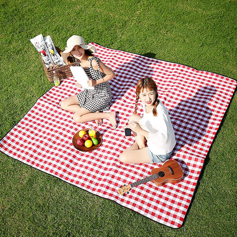 Three Donkeys Extra Large Picnic Blankets 79''x79'', Checkered Picnic Blanket Great for The Beach, Camping on Grass, Waterproof & SandProof(Red and White) Home & Garden > Lawn & Garden > Outdoor Living > Outdoor Blankets > Picnic Blankets Three Donkeys Red and White  