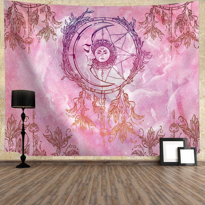 Maccyafst Dreamcatcher Tapestry Moon and Sun Tapestry Bohemian Mandala Tapestry Psychedelic Tapestry Wall Hanging for Home Decor(H59.1×W78.7 inches) Home & Garden > Decor > Artwork > Decorative Tapestries Maccyafst   