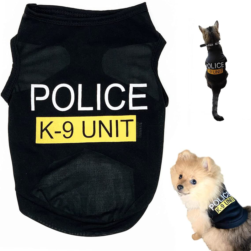 Dog T-Shirt Pet Police Dog Cat Clothes Summer Costumes Puppy Shirt, Breathable Outfits Vest Apparel for Extra Small Medium Doggy Boy and Girl Animals & Pet Supplies > Pet Supplies > Dog Supplies > Dog Apparel TOLOG Black 1 Large