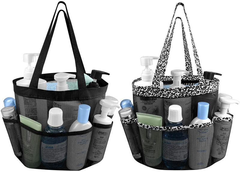 Mesh Shower Caddy Basket with 8 Storage Pockets, Portable Shower Tote Bag Hanging Swimming Pool, Toiletry Bathroom Organizer for College Dorm Room Essentials for Girls and Boys (1, Golden Dots) Sporting Goods > Outdoor Recreation > Camping & Hiking > Portable Toilets & Showers Hommtina   