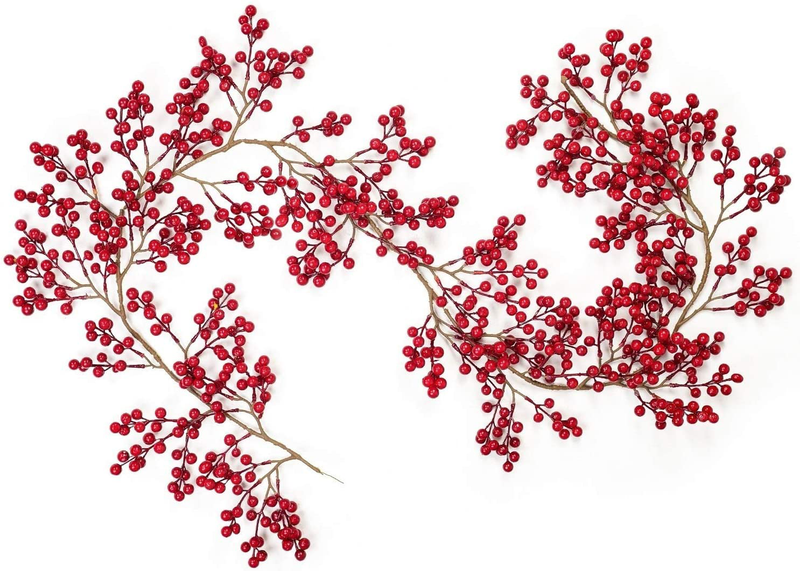 Dearhouse 5.58FT Red Berry Christmas Garland, Flexible Artificial Berry Garland for Indoor Outdoor Hone Fireplace Decoration for Winter Christmas Holiday New Year Decor. Home & Garden > Decor > Seasonal & Holiday Decorations DearHouse 6 feet  