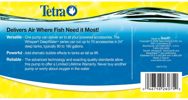 Tetra Whisper Air Pump for Deep Water Applications Animals & Pet Supplies > Pet Supplies > Fish Supplies > Aquarium Filters Tetra   