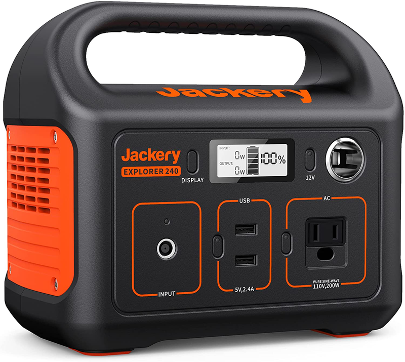 Jackery Portable Power Station Explorer 240, 240Wh Backup Lithium Battery, 110V/200W Pure Sine Wave AC Outlet, Solar Generator (Solar Panel Not Included) for Outdoors Camping Travel Hunting Emergency  Jackery Default Title  