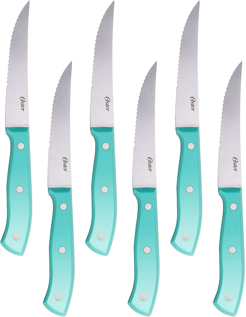 Oster Evansville 14 Piece Cutlery Set, Stainless Steel with Turquoise Handles - Home & Garden > Kitchen & Dining > Kitchen Tools & Utensils > Kitchen Knives Oster   