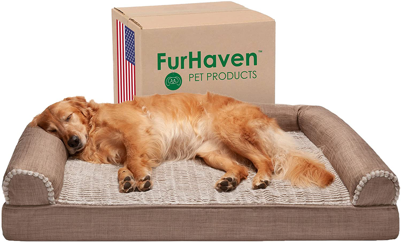 Furhaven Orthopedic, Cooling Gel, and Memory Foam Pet Beds for Small, Medium, and Large Dogs and Cats - Luxe Perfect Comfort Sofa Dog Bed, Performance Linen Sofa Dog Bed, and More