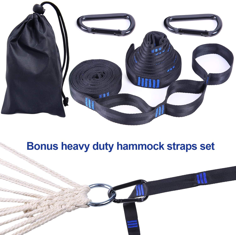 Double Hammock with Tree Straps Kit, Ohuhu Folding Curved-Bar Bamboo Hammock with Carrying Bag, Portable 2-Person Hammocks for Patio, Backyard, Porch, Camping, Travel, Indoor Outdoor Use Home & Garden > Lawn & Garden > Outdoor Living > Hammocks Ohuhu   