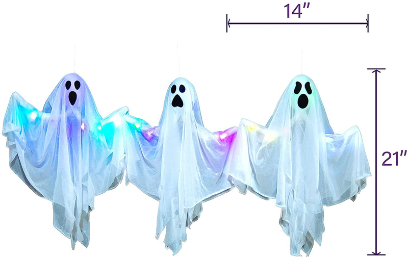 HOLLO STAR 3 Pack Halloween Decorations Light Up Hanging Ghost with Bendable Arms, Party Favors Holiday Prop Decor, Indoor Outdoor for Patio Garden Yard Decoration Arts & Entertainment > Party & Celebration > Party Supplies HOLLO STAR   