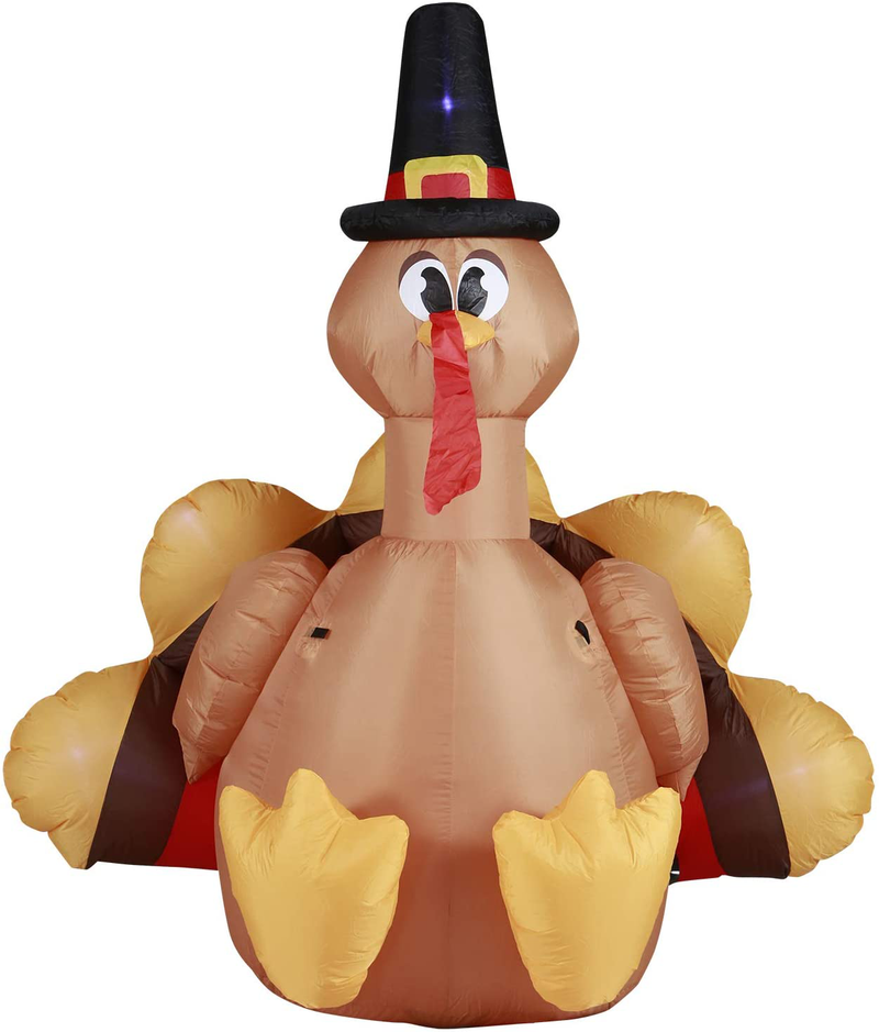 Holidayana 6ft Inflatable Thanksgiving Turkey with Pilgrim Hat Inflatable Yard Decoration with Built-in Bulbs, Tie-Down Points, and Built-in Fan Home & Garden > Decor > Seasonal & Holiday Decorations& Garden > Decor > Seasonal & Holiday Decorations Holidayana   