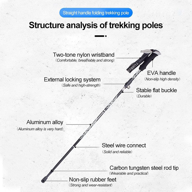 NA Trekking Pole 2Pcs Aluminum Alloy Ultra-Light Telescopic Folding Trekking Cane Mountain Climbing Walking Stick Outdoor Equipment