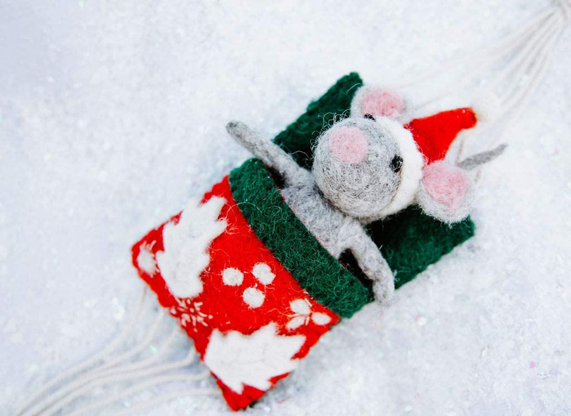 The Mouse in the Hammock Christmas Ornament by Bethany Brevard - Original Holiday Decoration for Toddlers and Kids - Creative Christmas Tree Hanging Ornament - 4" Felt Mouse and Hammock (White) Home & Garden > Decor > Seasonal & Holiday Decorations& Garden > Decor > Seasonal & Holiday Decorations THE MOUSE IN THE HAMMOCK Light Grey  