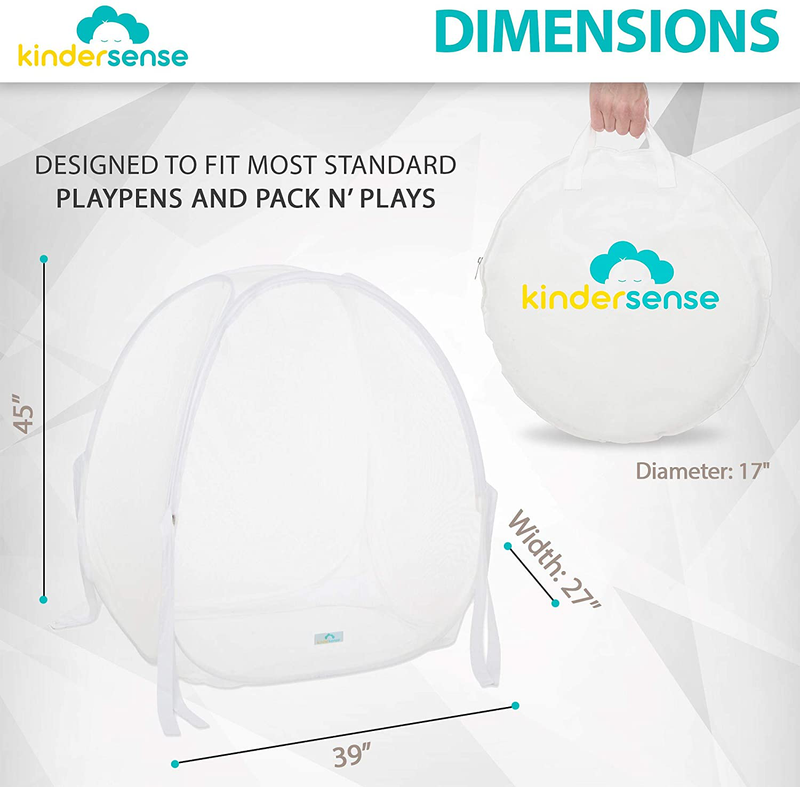 Kindersense - Baby Safety Crib Tent - Toddler Crib Topper for Playpens Pack N Plays & Mini Cribs to Keep Baby from Climbing Out - Breathable Mesh Pop up Crib Net - Mosquito Net Canopy Upgraded Design Sporting Goods > Outdoor Recreation > Camping & Hiking > Tent Accessories kindersense   