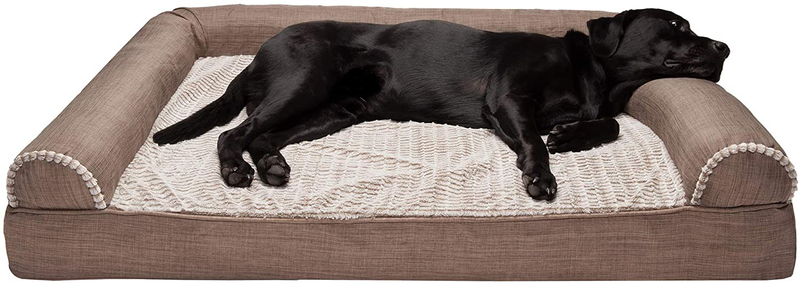 Furhaven Orthopedic, Cooling Gel, and Memory Foam Pet Beds for Small, Medium, and Large Dogs and Cats - Luxe Perfect Comfort Sofa Dog Bed, Performance Linen Sofa Dog Bed, and More Animals & Pet Supplies > Pet Supplies > Dog Supplies > Dog Beds Furhaven Faux Fur & Linen Woodsmoke Sofa Bed (Full Support Orthopedic Foam) Jumbo Plus (Pack of 1)