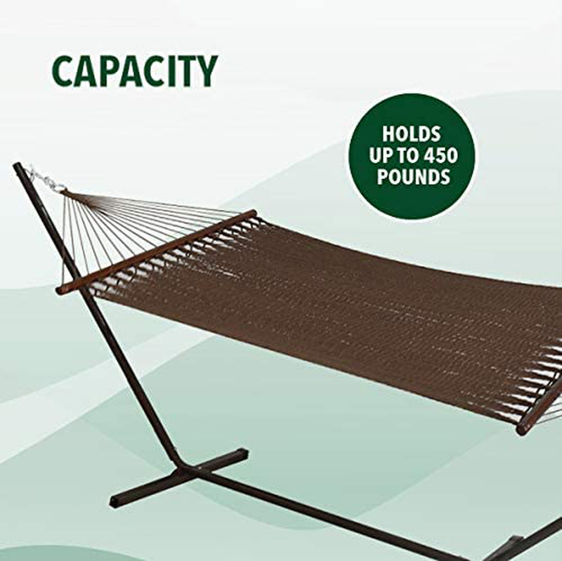 Project One 10FT Polyester Soft-Spun Rope Hammock, 51inch Large Double Wide Two Person with Spreader Bars - for Outdoor Patio, Yard, and Porch (Mocha)