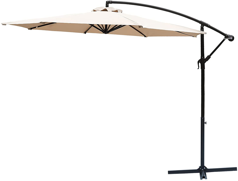 FLAME&SHADE 6.5 x 10 ft Rectangular Outdoor Patio and Table Umbrella with Tilt - Aqua Blue Home & Garden > Lawn & Garden > Outdoor Living > Outdoor Umbrella & Sunshade Accessories FLAME&SHADE Beige 10' Offset 