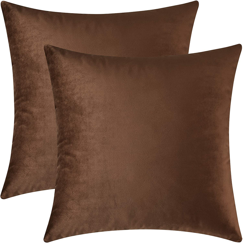 Mixhug Decorative Throw Pillow Covers, Velvet Cushion Covers, Solid Throw Pillow Cases for Couch and Bed Pillows, Burnt Orange, 20 x 20 Inches, Set of 2 Home & Garden > Decor > Chair & Sofa Cushions Mixhug Brown 18 x 18 Inches, 2 Pieces 