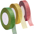 Livder 3 Rolls 75 Yards in Total Metallic Glitter Ribbon for Gift Wrapping Birthday Holiday Graduation Party Decoration (Golden, Silvery, Silver-Black) Arts & Entertainment > Hobbies & Creative Arts > Arts & Crafts > Art & Crafting Materials > Embellishments & Trims > Ribbons & Trim Livder Decor Golden, Green, Red  
