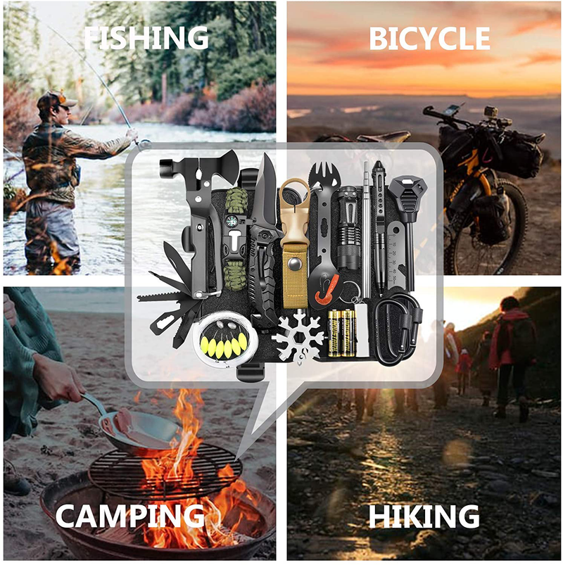 Gifts for Men Dad Husband, Survival Gear and Equipment Kit 30 in 1, Cool Gadget Tactical First Aid Supplies Tool Kit for Outdoor Emergency Camping Hiking Fishing Hunting