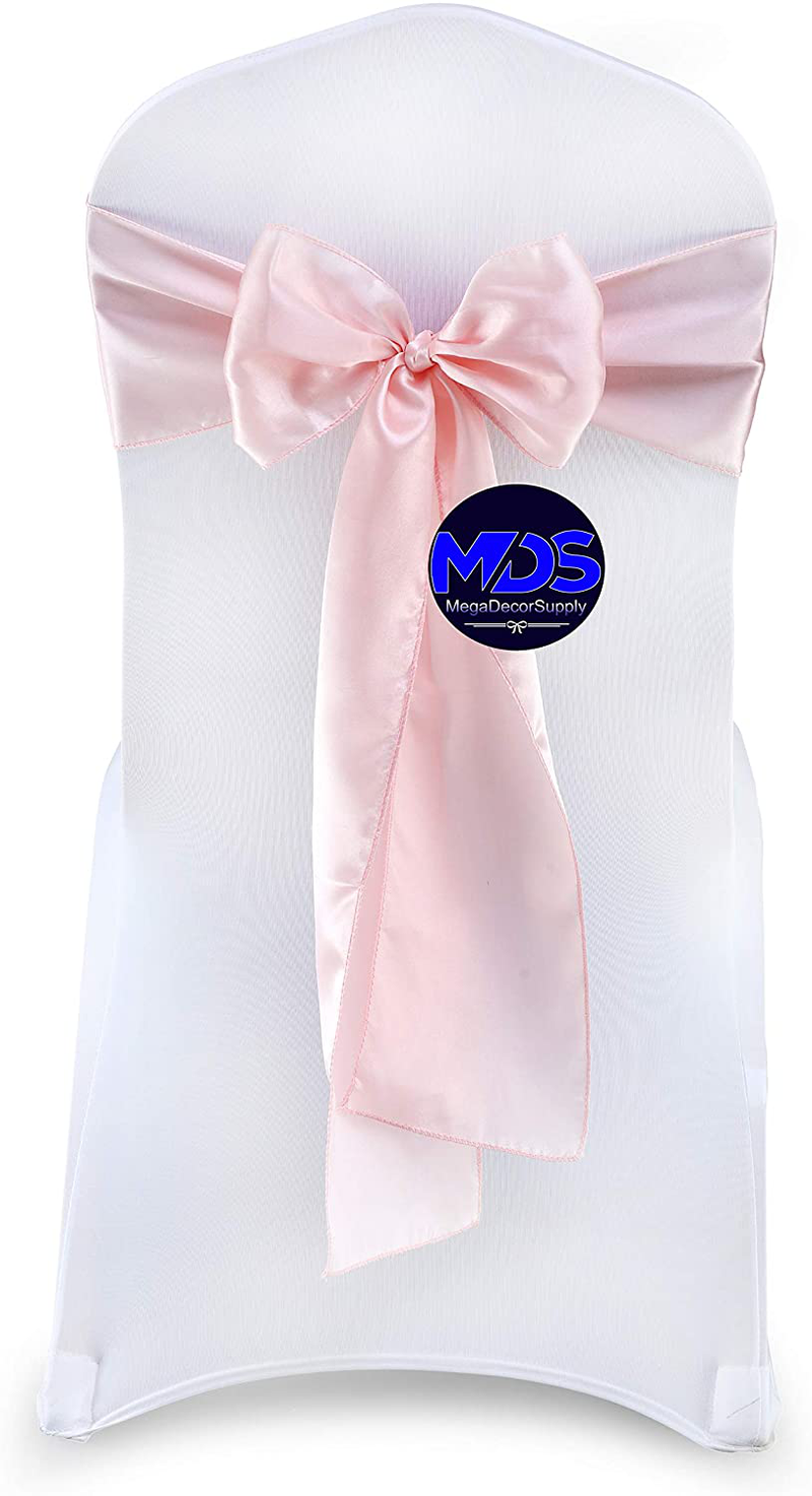 mds Pack of 25 Satin Chair Sashes Bow sash for Wedding and Events Supplies Party Decoration Chair Cover sash -Gold Arts & Entertainment > Party & Celebration > Party Supplies mds Blush Pink 25 
