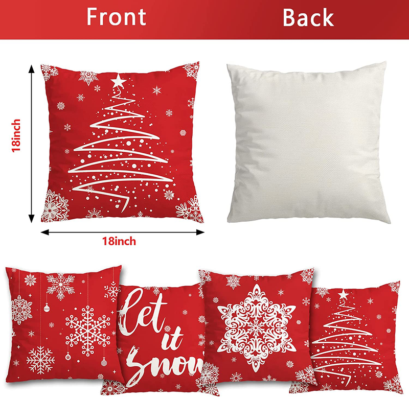 Christmas Pillow Covers Decorations Clearance,18'' x 18'' Set of 4 Christmas Decor Farmhouse Throw Pillow Covers for Home Indoor Outdoor Decoration,Xmas Tree Cushion Decorative Pillow Case for Sofa Home & Garden > Decor > Seasonal & Holiday Decorations& Garden > Decor > Seasonal & Holiday Decorations ORALER   