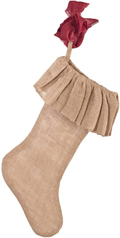 Fennco Styles Holiday Décor Ruffle Trim Jute Burlap Xmas Tree Skirt, 53-inch Round (Natural, 53" Tree Skirt)