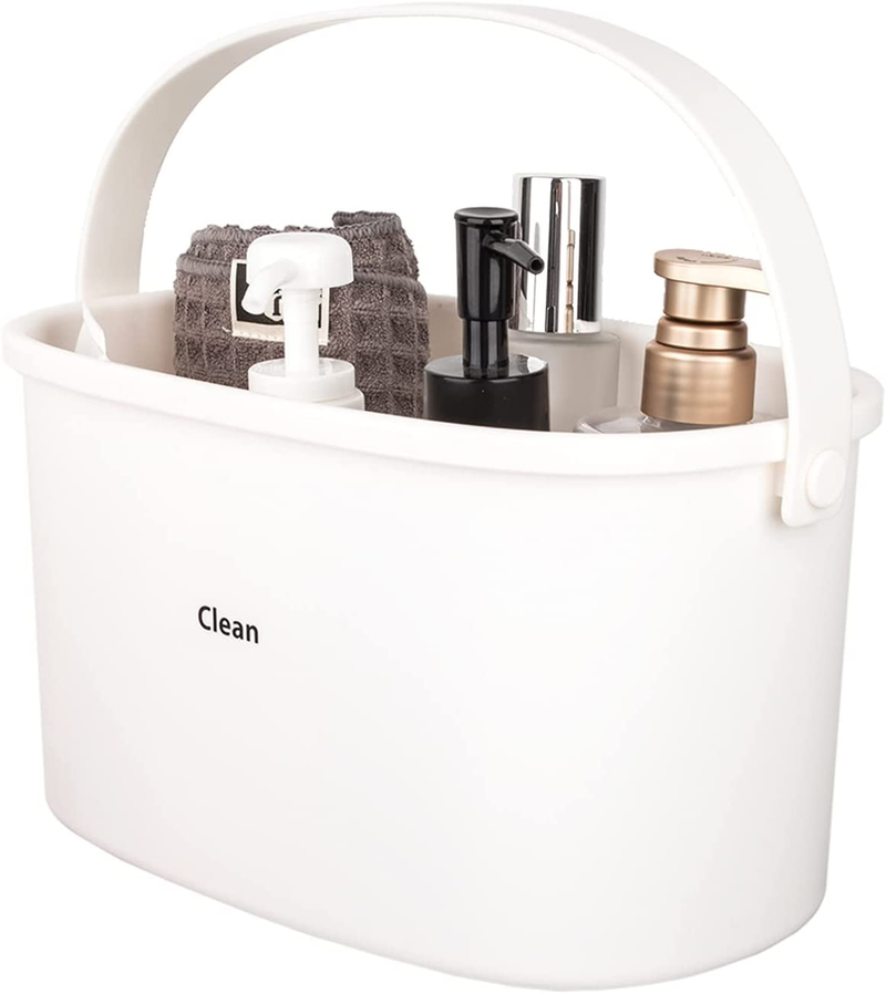 Jiatua Plastic Storage Basket with Handle Portable Shower Caddy Tote for Organizing Bathroom Kitchen Dorm Room Office, White Sporting Goods > Outdoor Recreation > Camping & Hiking > Portable Toilets & Showers JiatuA   