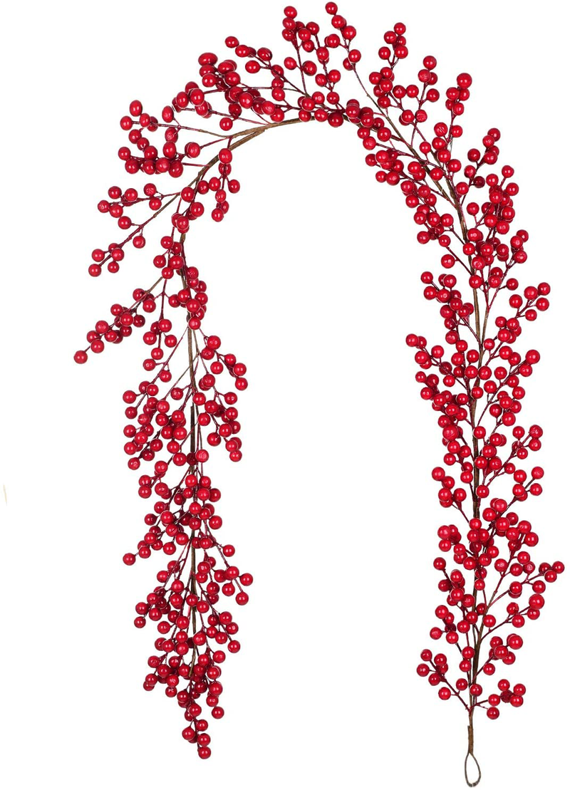 Dearhouse 5.58FT Red Berry Christmas Garland, Flexible Artificial Berry Garland for Indoor Outdoor Hone Fireplace Decoration for Winter Christmas Holiday New Year Decor. Home & Garden > Decor > Seasonal & Holiday Decorations DearHouse   