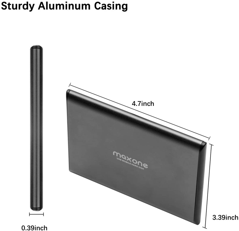 Maxone 500GB Ultra Slim Portable External Hard Drive HDD USB 3.0 for PC, Mac, Laptop, PS4, Xbox one - Charcoal Grey