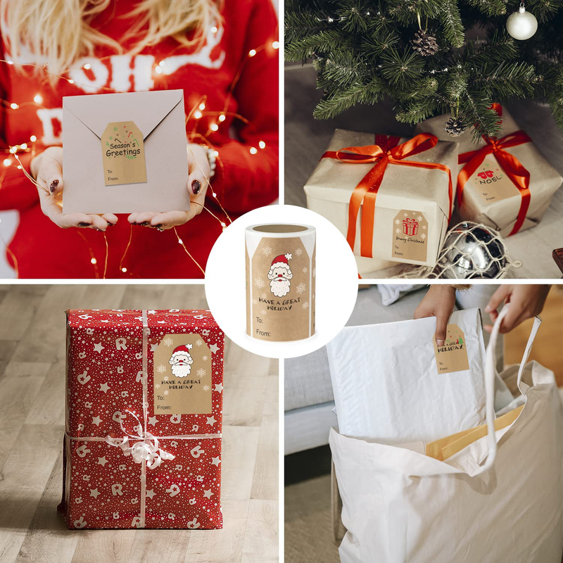 Christmas Gift Tags Kraft Paper Xmas Stickers, 120 Pieces Self-Adhesive Christmas Name Tags Presents Labels for Boxes Bags Envelopes Holiday Decoration Home & Garden > Decor > Seasonal & Holiday Decorations& Garden > Decor > Seasonal & Holiday Decorations ZWZIOO   
