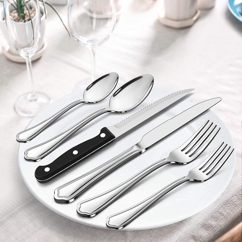 LIANYU 77-Piece Silverware Flatware Set for 12, Plus Steak Knives and Serving Utensils, Stainless Steel Flatware Cutlery Set, Eating Utensils Tableware with Scalloped Edge, Dishwasher Safe Home & Garden > Kitchen & Dining > Tableware > Flatware > Flatware Sets LIANYU   