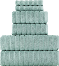 Classic Turkish Towels Luxury Ribbed Bath Towels - Soft Thick Jacquard Woven 6 Piece Bath Set Made with 100% Turkish Cotton (Blue) Home & Garden > Linens & Bedding > Towels Classic Turkish Towels Spa Green  
