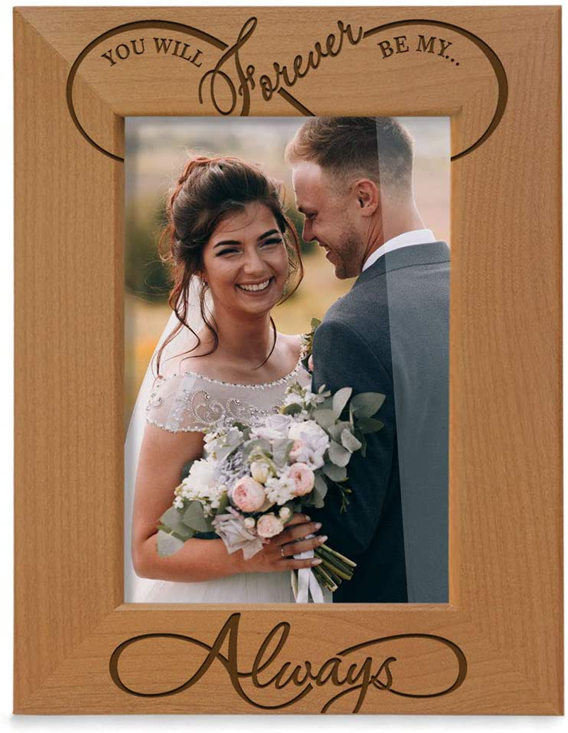 KATE POSH - You Will Forever be My Always, Infinity Sign Decor. Engraved Natural Wood Picture Frame - Wedding Gifts, Engagement Gifts for Couples, 5th Anniversary for her for him (4x6-Vertical) Home & Garden > Decor > Seasonal & Holiday Decorations KATE POSH 5x7-Vertical  