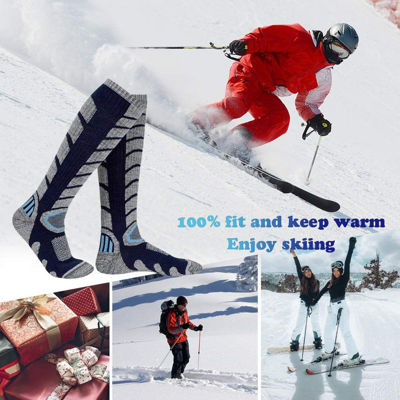 Ski Socks for Men Women Snowboarding Socks Skiing Calf Socks Winter Long Socks  SUPTIK   
