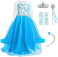 guest dream Girls Princess Dresses Costume Clothe up Party Halloween Christmas for Toddler with Accessories Apparel & Accessories > Costumes & Accessories > Costumes guest dream Blue 3-4 Years 