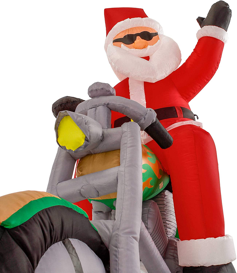 Christmas Masters 6 Foot Inflatable Santa Claus Riding a Motorcycle with Hand Up Waving Hello LED Lights Indoor Outdoor Yard Lawn Decoration - Cute Funny Chopper Xmas Holiday Party Blow Up Display Home & Garden > Decor > Seasonal & Holiday Decorations& Garden > Decor > Seasonal & Holiday Decorations TCP Global   