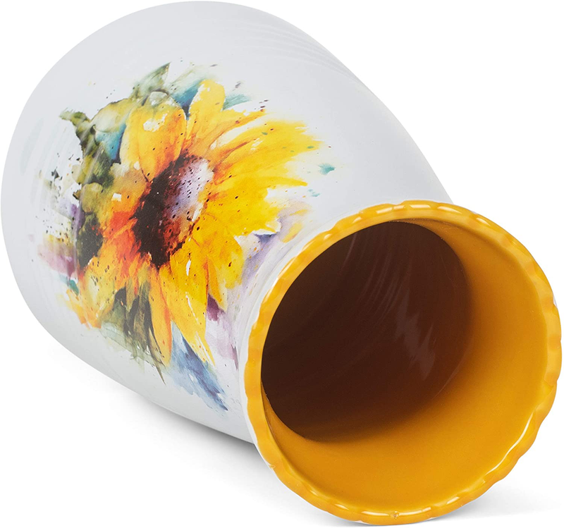 DEMDACO Dean Crouser Sunflower Bright Watercolor Yellow 7 x 5 Glossy Ceramic Stoneware Vase