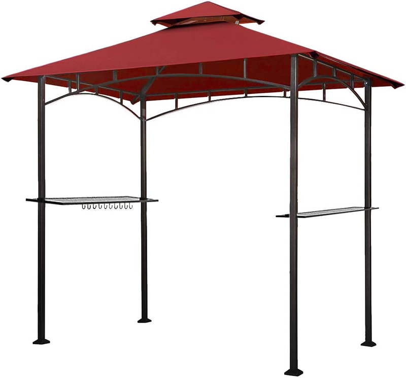 Eurmax 5x8 Grill Gazebo Shelter for Patio and Outdoor Backyard BBQ's, Double Tier Soft Top Canopy and Steel Frame with Bar Counters, Bonus LED Light X2 (Khaki) Home & Garden > Lawn & Garden > Outdoor Living > Outdoor Structures > Canopies & Gazebos Eurmax burgundy  