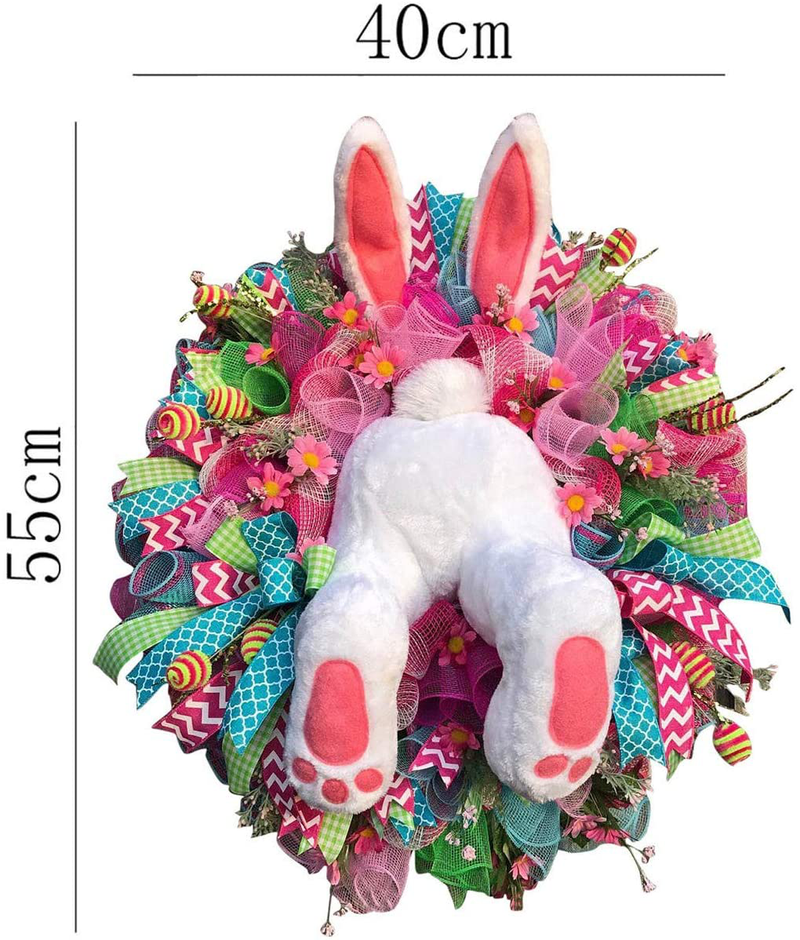 Easter Rabbit Wreath Decor for Front Door, Easter Rabbit Front Door Wreath, Easter Thief Bunny Butt with Ears, Rabbit Shape Garland Wall Decor Easter Decorations Craft Supplies Home & Garden > Decor > Seasonal & Holiday Decorations Applylee   